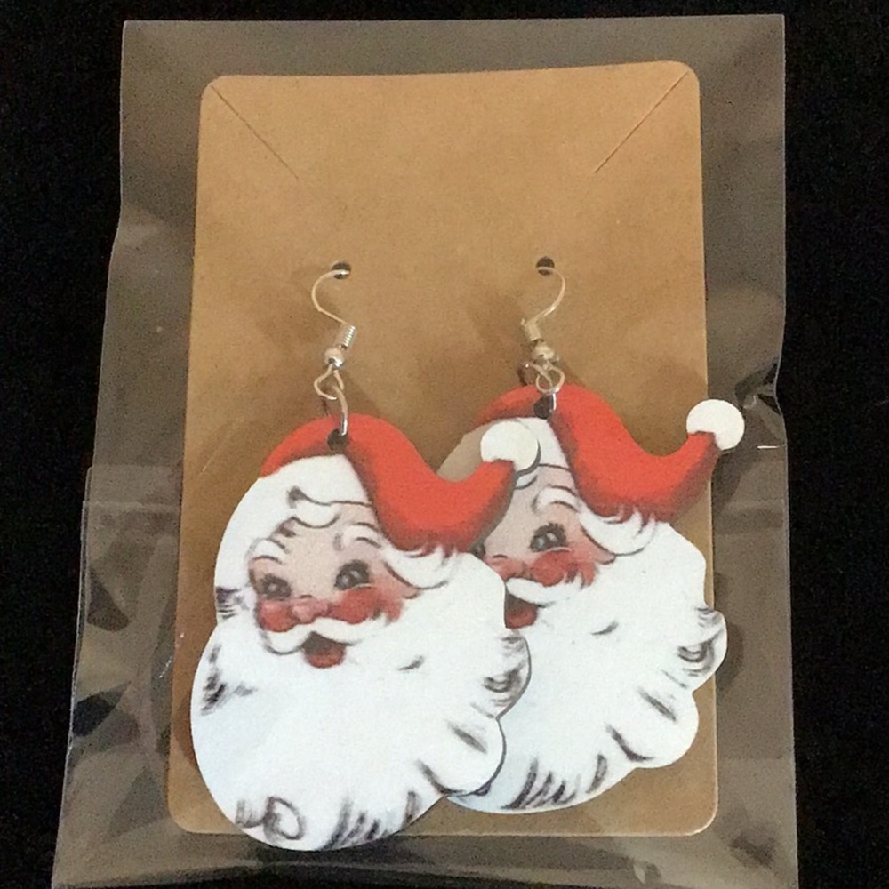 Santa Claus Wooden Earrings New